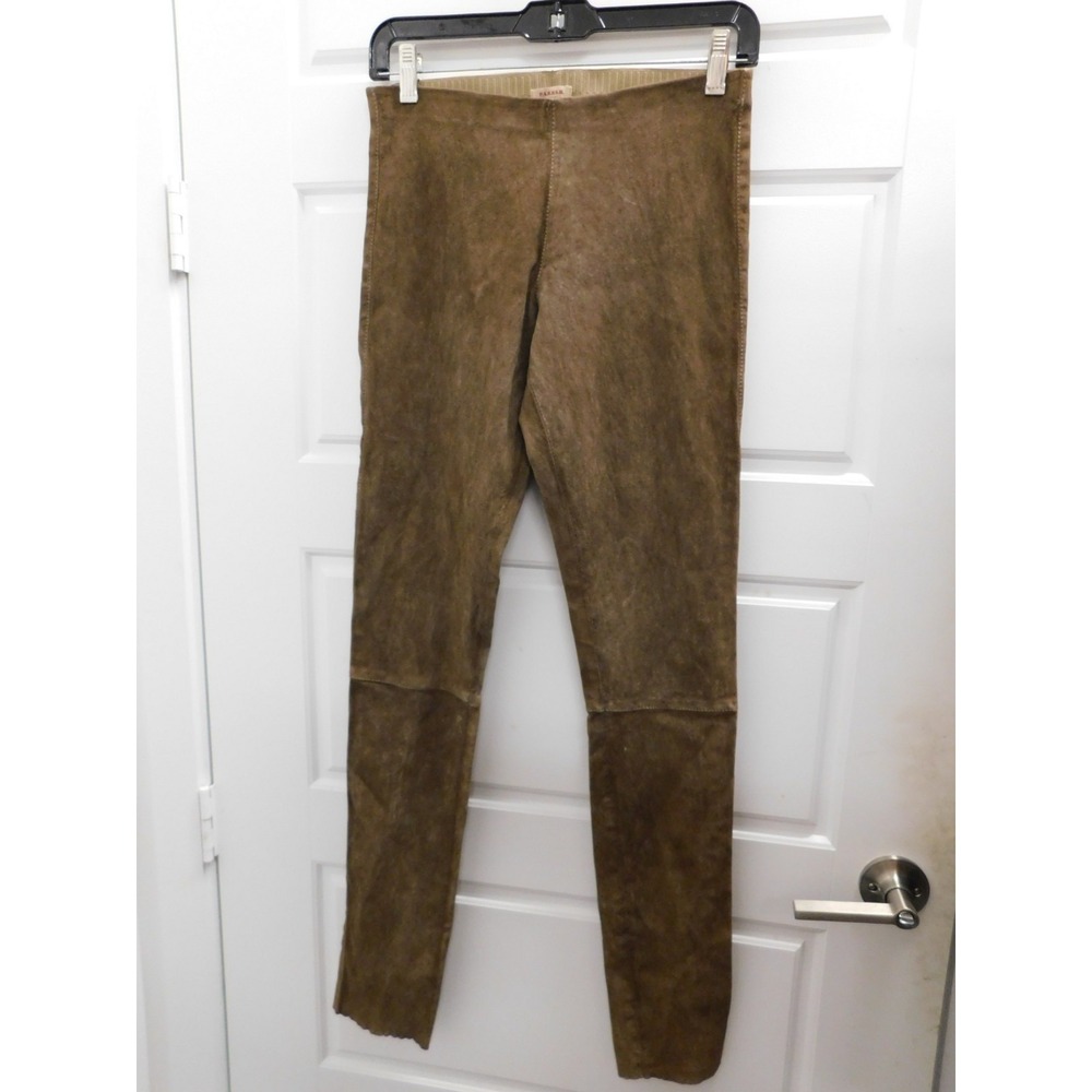 P.A.R.O.S.H. Leather Pants Brown Suede Lined Ankle Italian Womens sz S